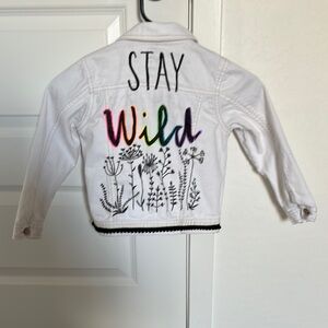 Kids Hand Painted White Denim Jacket